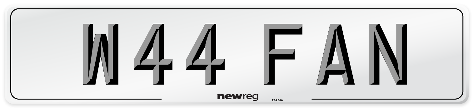 W44 FAN Number Plate from New Reg